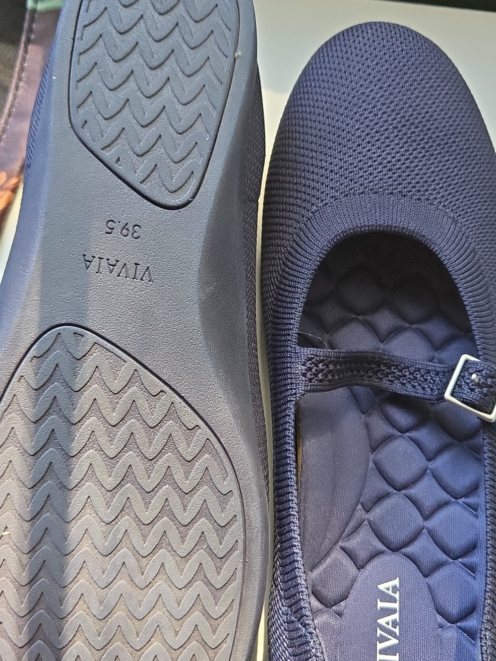 Navy Mary Jane Knit Flats for Women 8.5 - Picture 2 of 3